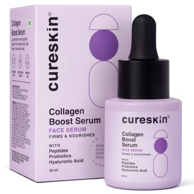 Cureskin Collagen Peptides for Women Collagen Boost Hyaluronic Acid Serum Plumps Repairs with Hyaluronic Acid, Peptides and Probiotics