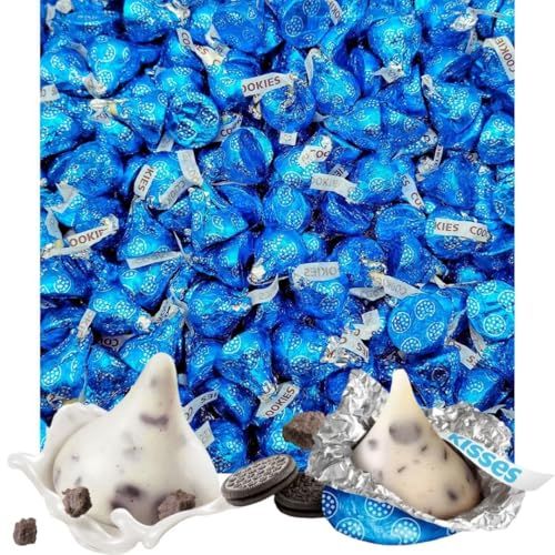 Hershys Mother&#39;s Day Kisses Cookies Cream 60 count, White MILK Chocolate and Cookies Candy, Snowmen kisses