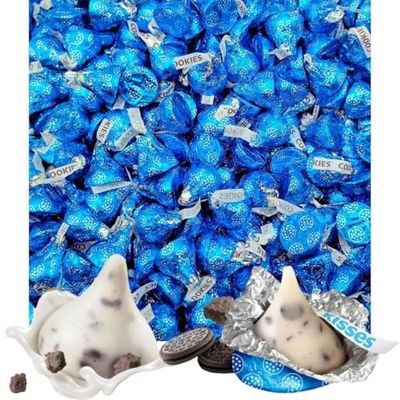 Hershys Mother&#39;s Day Kisses Cookies Cream 60 count, White MILK Chocolate and Cookies Candy, Snowmen kisses