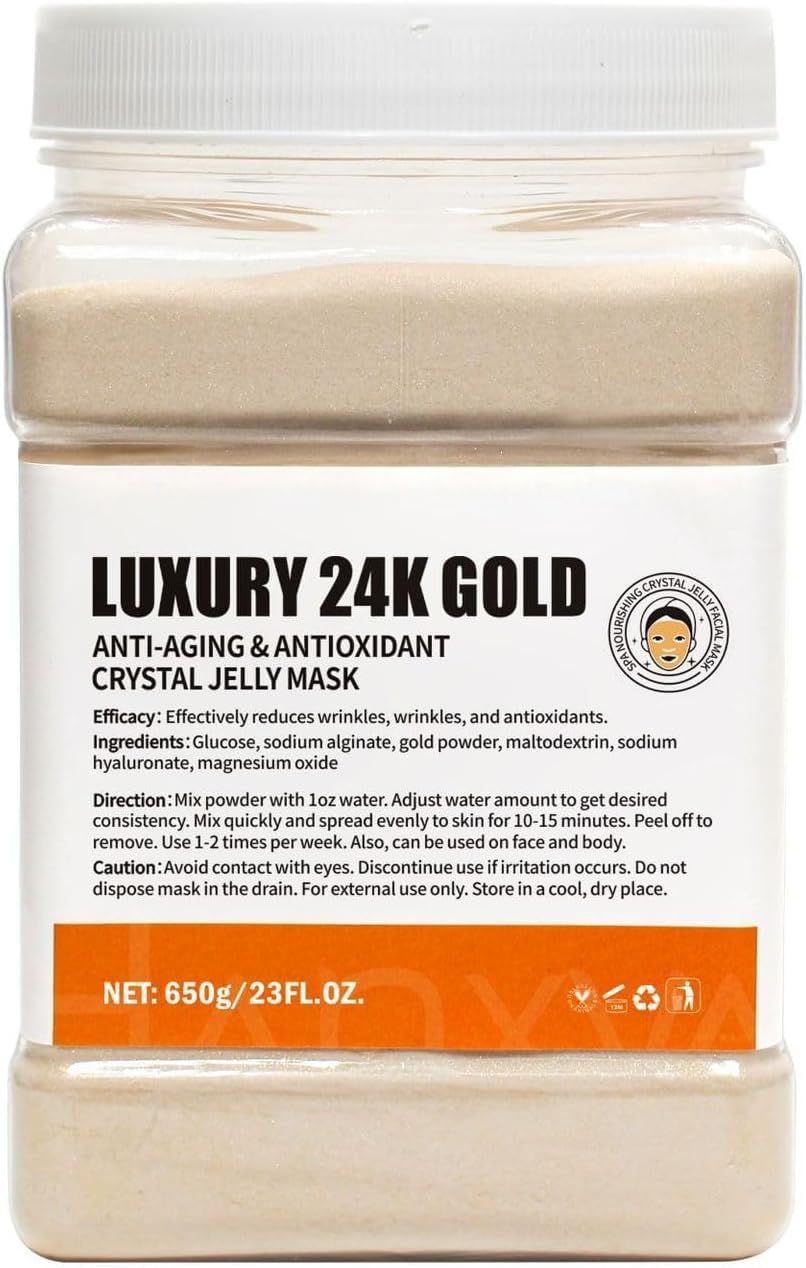 ChicNana Jelly Face Mask Peel Off Powder 650g Moisturizing and Hydrating Repair and Smooth Skin Care for Home Salon Spa (24K Gold)