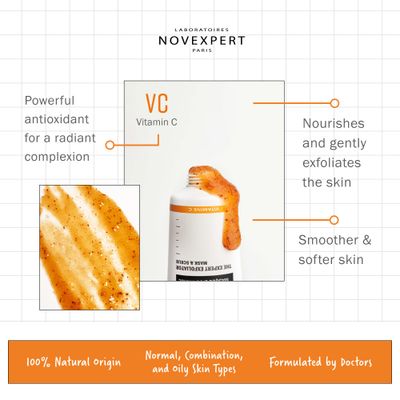 Novexpert The Expert Exfoliator - 2 In 1 Mask And Scrub - Smooth And Radiant Complexion - Exfoliates And Nourishes Skin - Hypoallergenic - Vegan - Normal, Combination And Oily Skin Types - 1.69 Oz