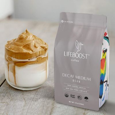 Lifeboost Medium Roast Decaf Coffee Beans - Organic Low Acid Swiss Water Decaf - Whole Bean Coffee - Third Party Tested for Mycotoxins Pesticides - Chemical Free - 12 oz