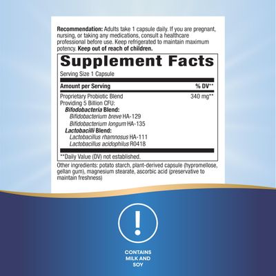 Nature's Way Primadophilus Bifidus Probiotic, Supports Digestive Flora, 5 Billion Live Probiotic Cultures per Capsule, Lactobacilli, Bifidobacteria, 180 Capsules (Packaging May Vary)