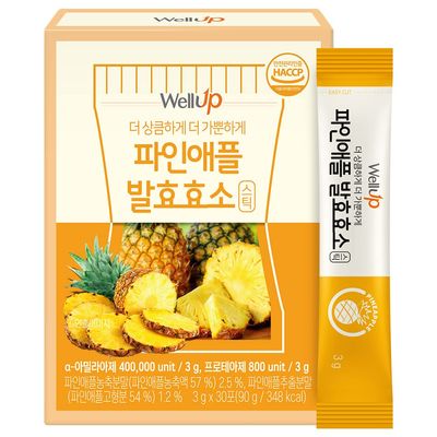 RAWEL Well Up Fermentation Digestive Enzymes (3g x 30ea) (Cruch ChocoPineapple) (3g 30sticks, Pineapple)
