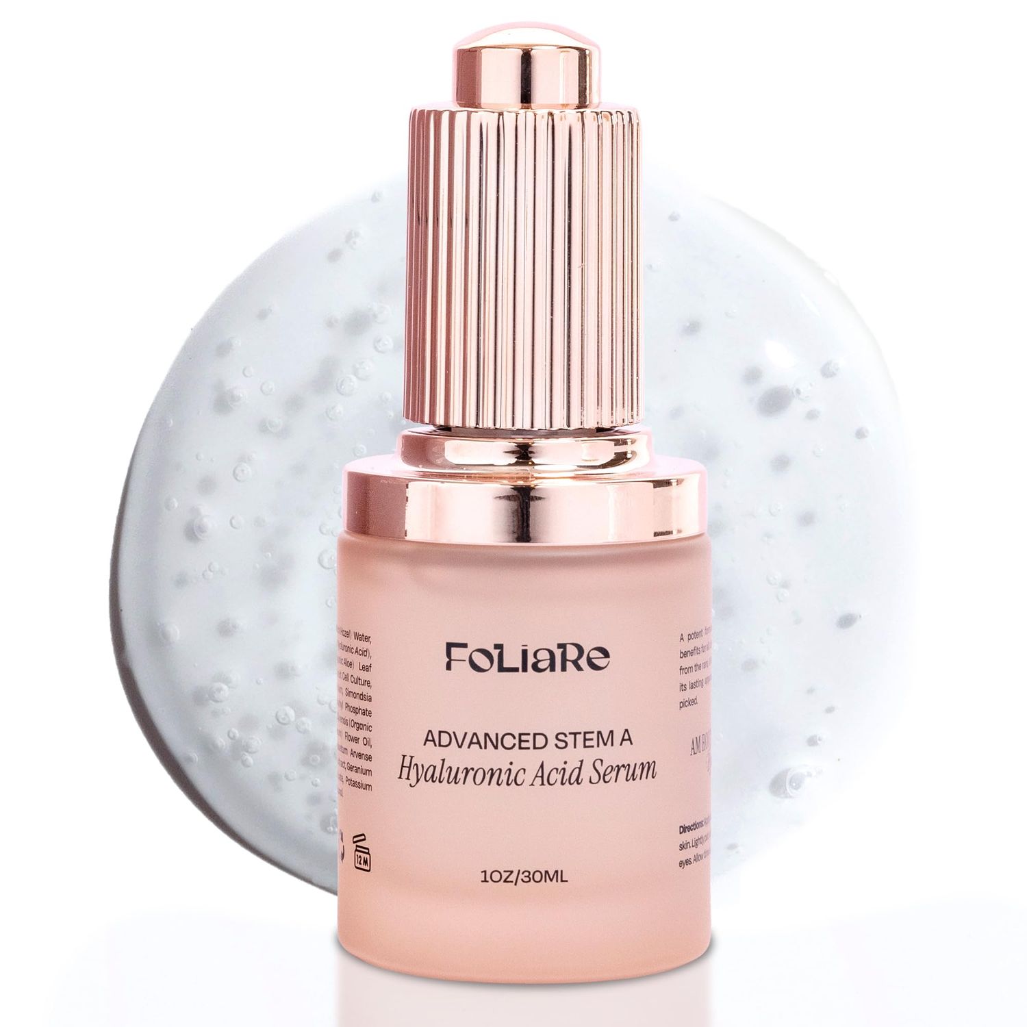 Foliare Hyaluronic Acid Serum for Face Hydrating Face Serum with Apple Stem Cells, Vitamin C Vitamin E Anti-Aging, Radiance-Boosting, Vegan Cruelty-Free 1 oz