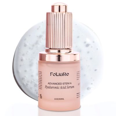 Foliare Hyaluronic Acid Serum for Face Hydrating Face Serum with Apple Stem Cells, Vitamin C Vitamin E Anti-Aging, Radiance-Boosting, Vegan Cruelty-Free 1 oz
