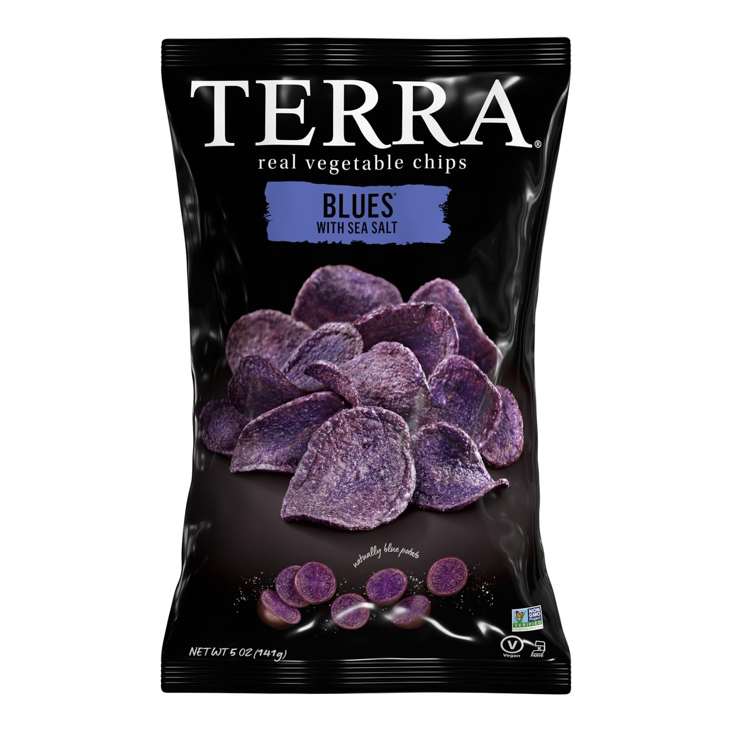 Terra Vegetable Chips, Blues Chips with Sea Salt, 5 Oz (Pack of 12)
