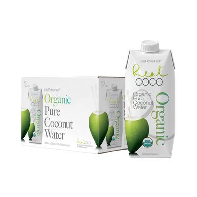 Real Coco Original Coconut Water 500mL, 100 USDA Organic Coconut Water, Packed with Electrolytes, DairySoy Free, Vegan, Plant Based (12-pack, 500L)