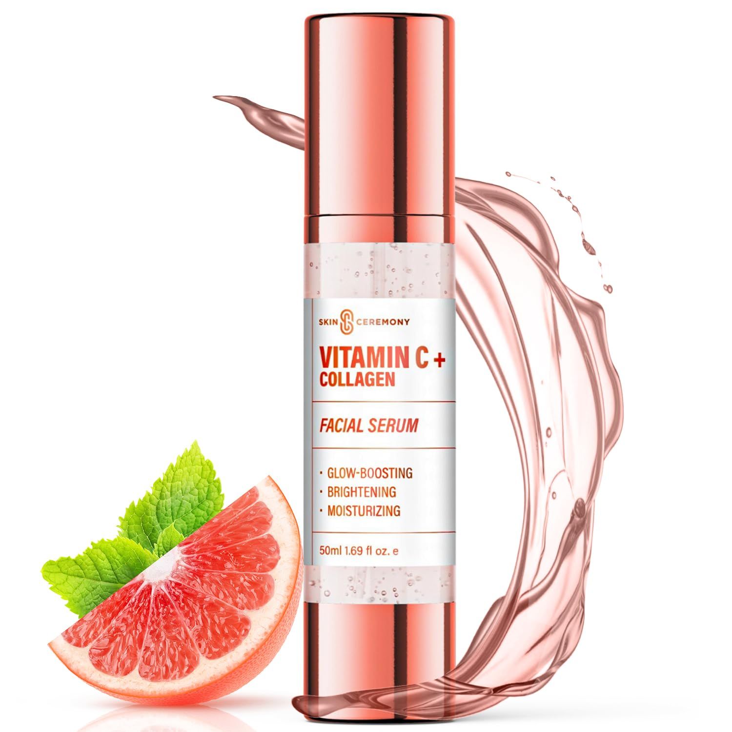Skin Ceremony Vitamin C Collagen Facial Serum - Brightens Hydrates, Reduces Fine Lines - Dermatologist Tested, Clean Beauty, Cruelty Free Korean Skin Care for All Skin Types - 1.69 FL.OZ.