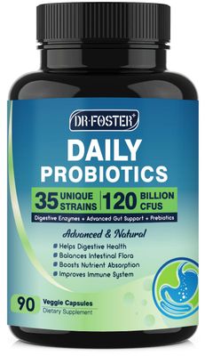 Probiotics for Women-Men Digestive Health with 120 Billion CFUs, Prebiotics and Probiotics for Women-Men, Digestive Enzymes, Nutrient Absorption, Immune Support, 90 Veggie Caps (45 Days Supply)