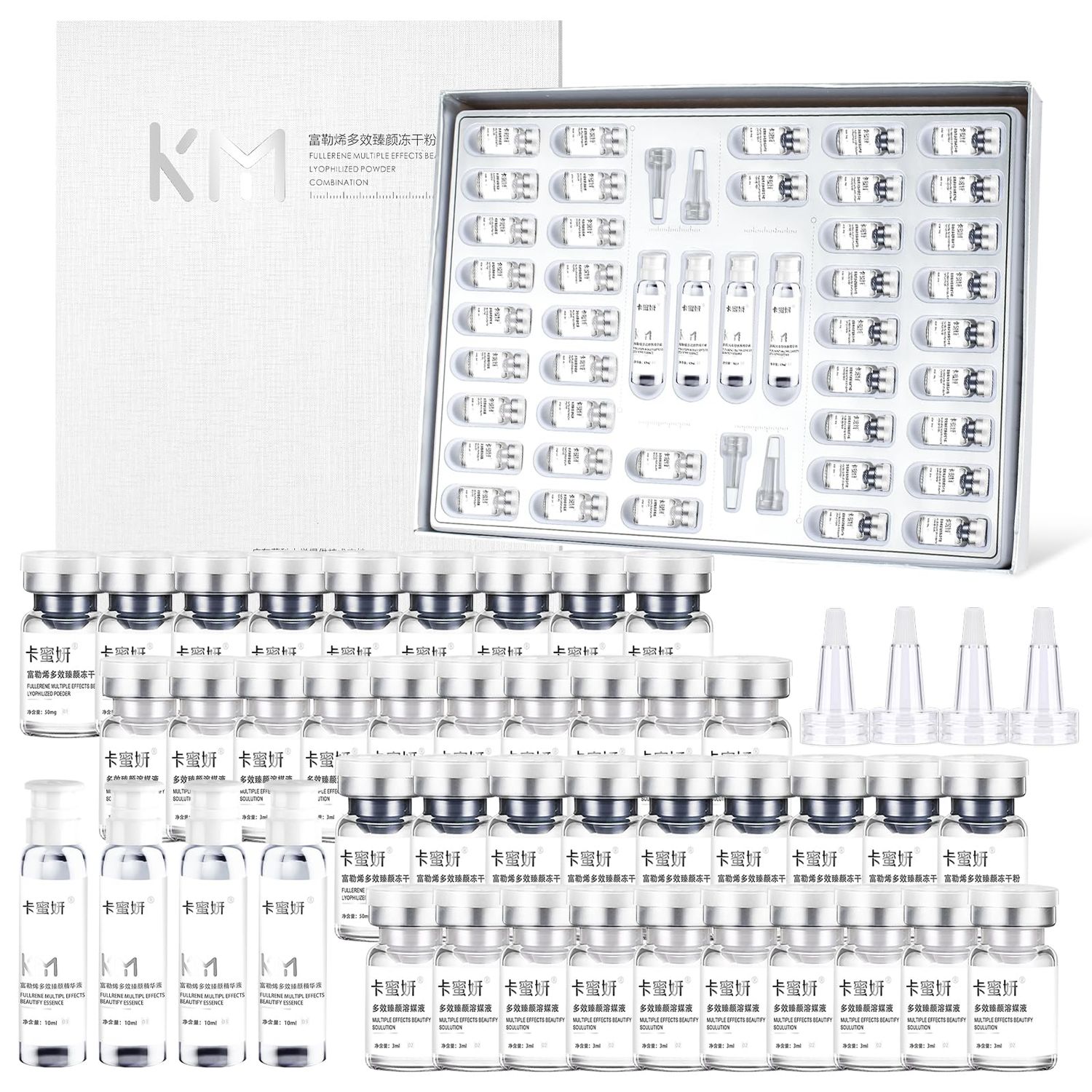 Fullerene Collagen Multi-Active Serum,Microneedling,Instant Face and Eye Lift,44 Vials of Newly Upgraded Moisturizing Serum