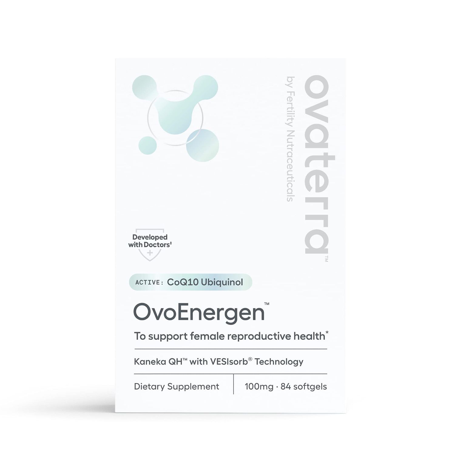 OvoEnergen Ubiquinol CoQ10 100mg Softgels, CoQ10 Supplement for Women to Support Reproductive Health and Egg Health, Fertility Booster with Kaneka QH, VESIsorb Technology (84 Softgels, 28 Day Supply)