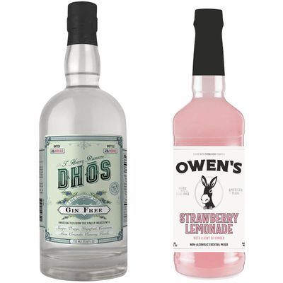 Dh s Handcrafted Non-Alcoholic Gin w 1 Pack Owen s Mixers Strawberry Lemonade 32 OZ- Keto-Friendly, Zero Sugar, Zero Calories, Zero Proof - 750 ML - Perfect for Mocktails - Made in USA