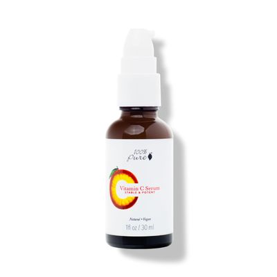 100 PURE Vitamin C Face Serum Hydrating Glow Skin Care with ALA Aloe Vitamin E Oil - Daily Firming Correcting Anti Aging Facial Moisturizer for Women Men All Skin Types, Vegan - 1 Fl Oz