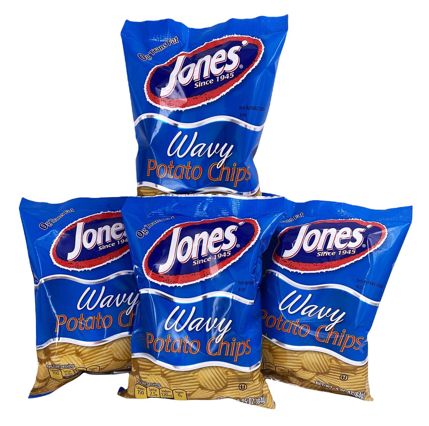 Jones&#39; Potato Chips, 2.25 oz (Wavy Original) Pack of 4