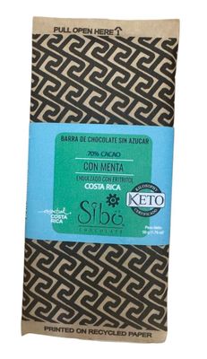 Sib Mint Dark Chocolate Bar - 70 Costa Rican Premium Cacao - No Sugar Added, Keto Certified, Naturally Sweetened with Erythritol - Smooth Refreshing Mint Flavor - 1.76 oz