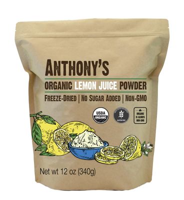 Anthony&#39;s Organic Lemon Juice Powder, 12 ounce, Freeze-Dried, Cold Pressed, No Sugar Added, Gluten Free, Non GMO