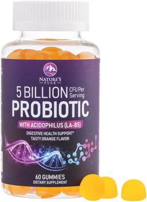 Probiotic Gummies for Women, Men Teens - 5 Billion CFUs, 6 Probiotic Strains, Orange Flavor - Daily Gummy Probiotics Supplement for Natural Digestive Health, Good Gut Immune Support - 60 Count