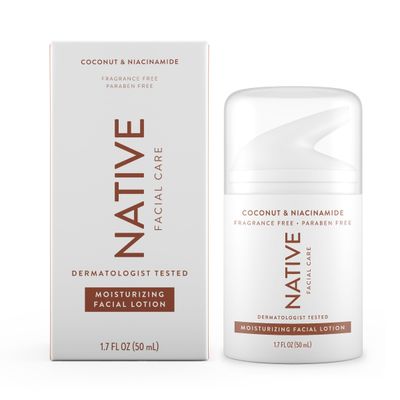 Native Moisturizing Daily Facial Moisturizer Gentle Face Lotion Hydrating Cream for Women and Men with Vitamin B3 Coconut Lightweight Non Greasy Formula - 1.7 fl oz