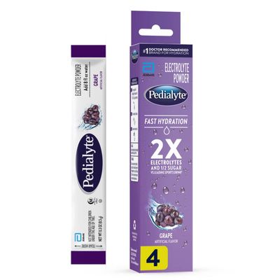 Pedialyte Fast Hydration Grape Electrolyte Powder 0.3 oz Packets, 4 count
