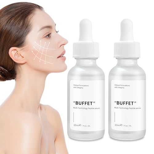 Buffet Peptides Serum for Face, 2PCS Multi Peptide Facial Serum Reduces Wrinkles and Fine Lines, Peptide Serum with Hyaluronic Acid and Amino Acids for Hydration and Anti-Aging, For Women Men
