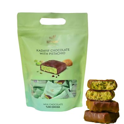 40 Count of Mini Dubai Chocolate Kunafa Pistachio Bar - Pistachio Chocolate Bars with Shredded Phyllo Dough - Fresh Daily Production, Perfect for Gifting - 1.1 lbs (500g) Aprox 40 Pieces