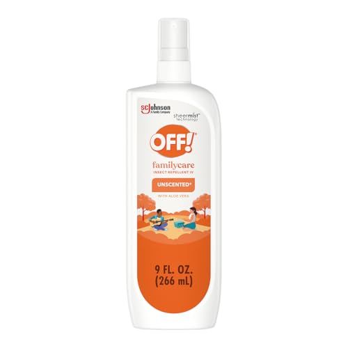 OFF! Family Care Insect Mosquito Repellent Spritz, Bug Spray Containing 7 DEET, Unscented Repellent with Aloe Vera Protects Against Mosquitoes, 9 Oz