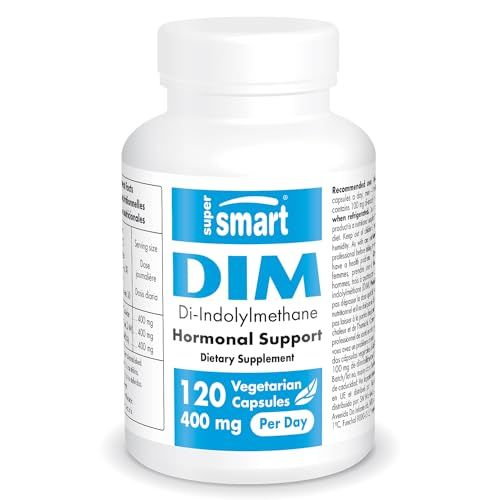 Supersmart - DIM Supplement 400mg per Day (Diindolylmethane) - Natural Balance for Men Women Non-GMO Gluten Free - 120 Vegetarian Capsules