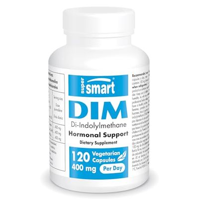 Supersmart - DIM Supplement 400mg per Day (Diindolylmethane) - Natural Balance for Men Women Non-GMO Gluten Free - 120 Vegetarian Capsules