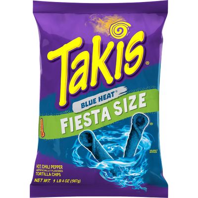 Takis Blue Heat Rolled Tortilla Chips, Hot Chili Pepper Artificially Flavored Spicy Chips, 20 Ounce Fiesta Size Bag