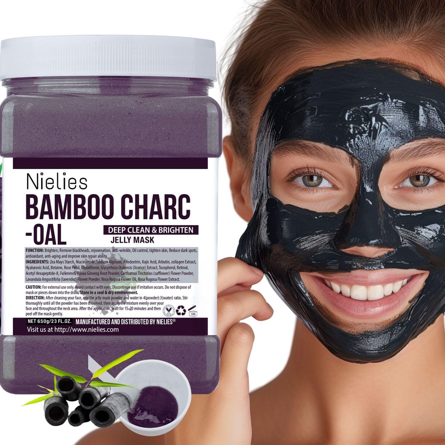 Nielies Jelly Face Mask for Facials- Charcoal HydratingJelly MaskProfessional Hydrojelly MasksVajacial Jelly Mask Powder