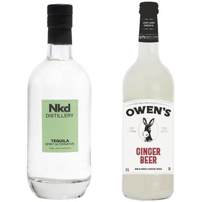 Nkd Distillery Tequila Alternative Premium Non-Alcoholic Spirit 750 ML Bottles w Owen s Mixers Ginger Beer 750 ML Bottles - Made in USA