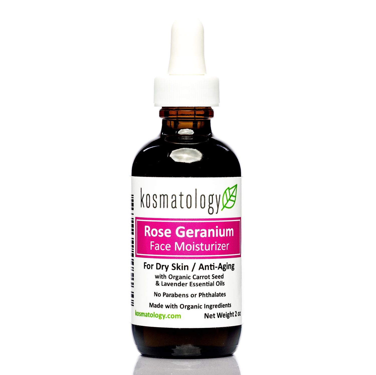 kosmatology Rose Geranium Organic Facial Moisturizer for Dry and Aging Skin Vegan 2 fl oz