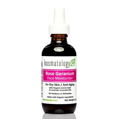 kosmatology Rose Geranium Organic Facial Moisturizer for Dry and Aging Skin Vegan 2 fl oz