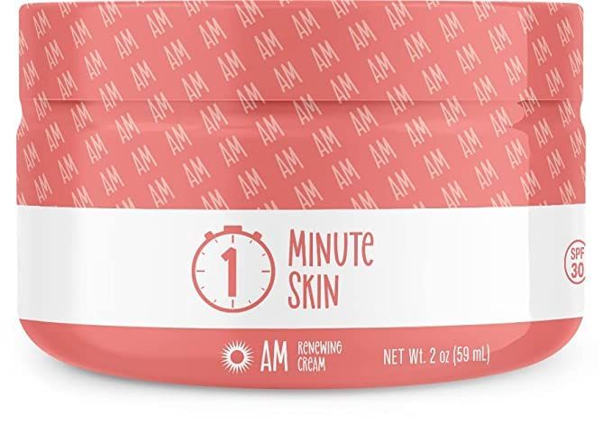 1 MINUTE SKIN AM Collagen Eye and Face Cream wZinc Oxide Sunscreen - Anti-Aging Lift - First All Natural Recipe to aid Glow, Renewal Moisturize - Advanced Beauty Serum - 2 Oz (59 ml)