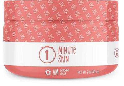1 MINUTE SKIN AM Collagen Eye and Face Cream wZinc Oxide Sunscreen - Anti-Aging Lift - First All Natural Recipe to aid Glow, Renewal Moisturize - Advanced Beauty Serum - 2 Oz (59 ml)