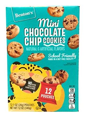 2 Pack of Benton&#39;s Mini Chocolate Chip Cookies School Friendly Snack Made in a Nut Free Facility