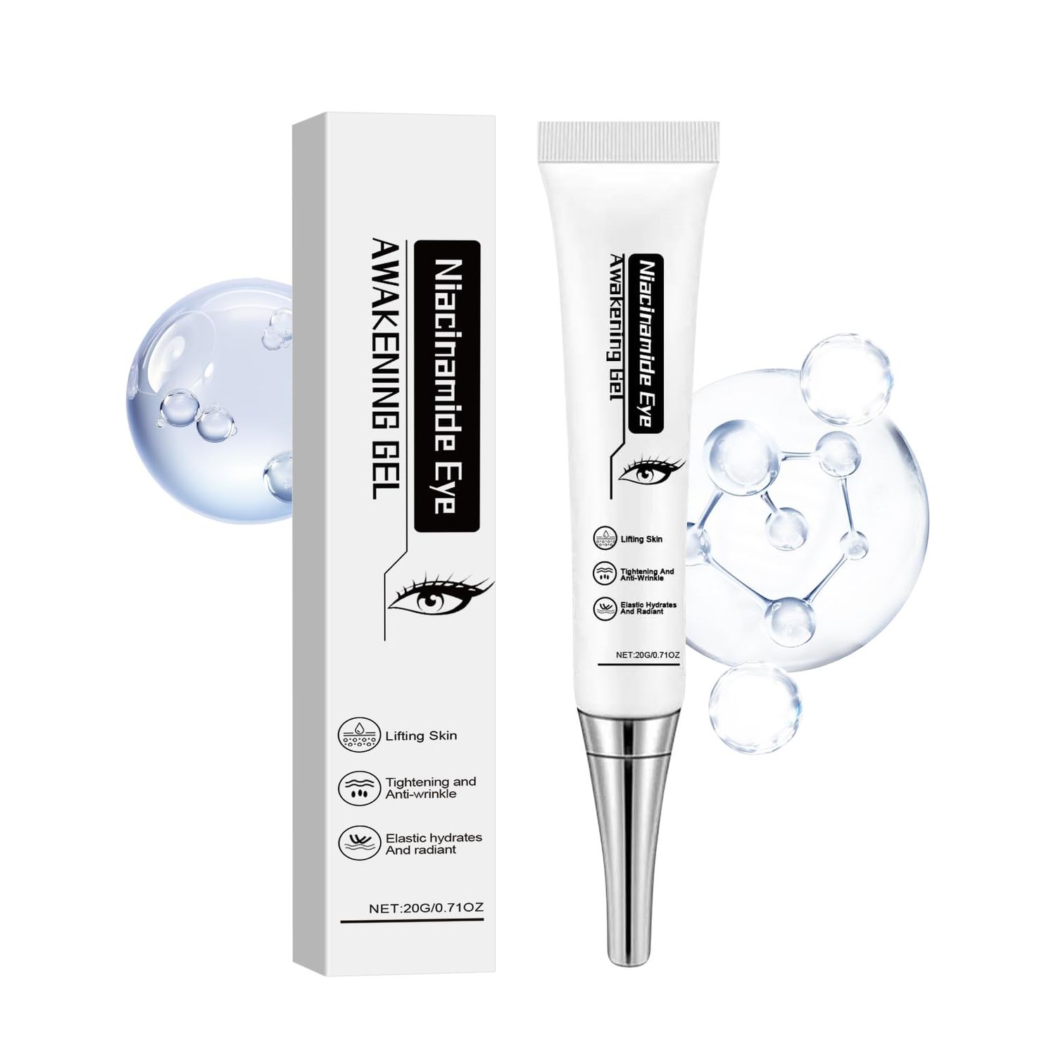 LITALARM Niacinamide Eye Cream Anti Aging, Under Eye Cream for Puffiness and Bags Under Eyes, Eye Gel 0.71 Fl Oz