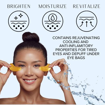 SANA-COPIA Under Eye Masks - Hydrating Eye Patches for Puffy Eyes Wrinkles - Anti-Aging, Brightening, Vegan Clean Beauty - Reduce Undereye Bags Dark Circles for Women Men - 20 Pairs (Gold)