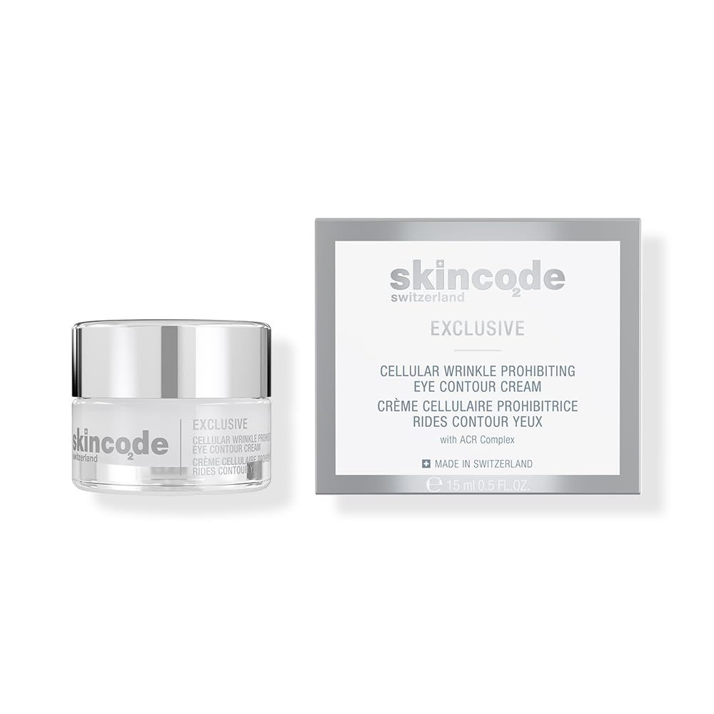 Skincode Exclusive Cellular Wrinkle Prohibiting Eye Contour cream - Anti-Aging Eye Cream - Ceramide Boost, Dark Circle Reducer Puffiness Relief for Youthful Radiance (0.5 Oz 15 mL)