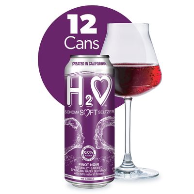 H2o (Best Vintage!) The World s First California Wine-Infused Sparkling Refreshment, 0.0 Non-Alcoholic, 12 Fl oz Can (Pinot Noir, Pack of 12)