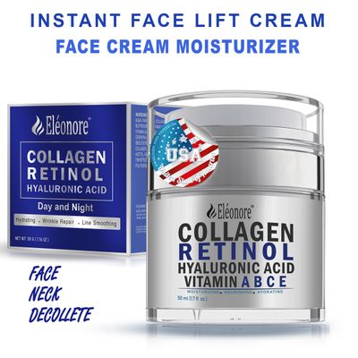 Retinol Collagen Face Cream for Women, Hyaluronic Acid-Neck Creams For Tightening And Firming,Instant Face Lift Cream for FaceNeck-Moisturizer Face Lotion Cream, Crema Hidratante Para La Cara-1.7 oz