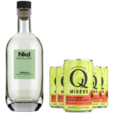 Nkd Distillery Tequila Alternative Premium Non-Alcoholic Spirit - Zero Alcohol - With Q Mixers Spicy Mango Margarita [ 5 Pack ]