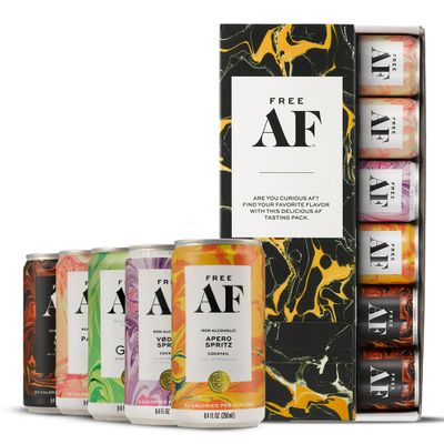 FREE AF Non-Alcoholic Drinks Tasting Pack Alcohol Alternative Sparkling Cocktails with AFTERGLOW Botanical Warmth Vegan, Gluten-Free, Low-Calorie 8.4 oz Cans (6-Pack)
