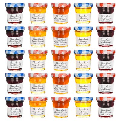 Bonne Maman Jam Assorted - 30 jelly jars x 1 ounce - 5 Apricot, 5 Orange, 5 Cherry, 5 Honey, 5 Grape, 5 Blueberry