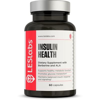 LES Labs Insulin Health - Metabolic Health and Support, Lipid Carbohydrate Metabolism - Berberine, Chromium, Olive Leaf, Alpha Lipoic Acid Vanadium - Non-GMO Supplement - 60 Capsules