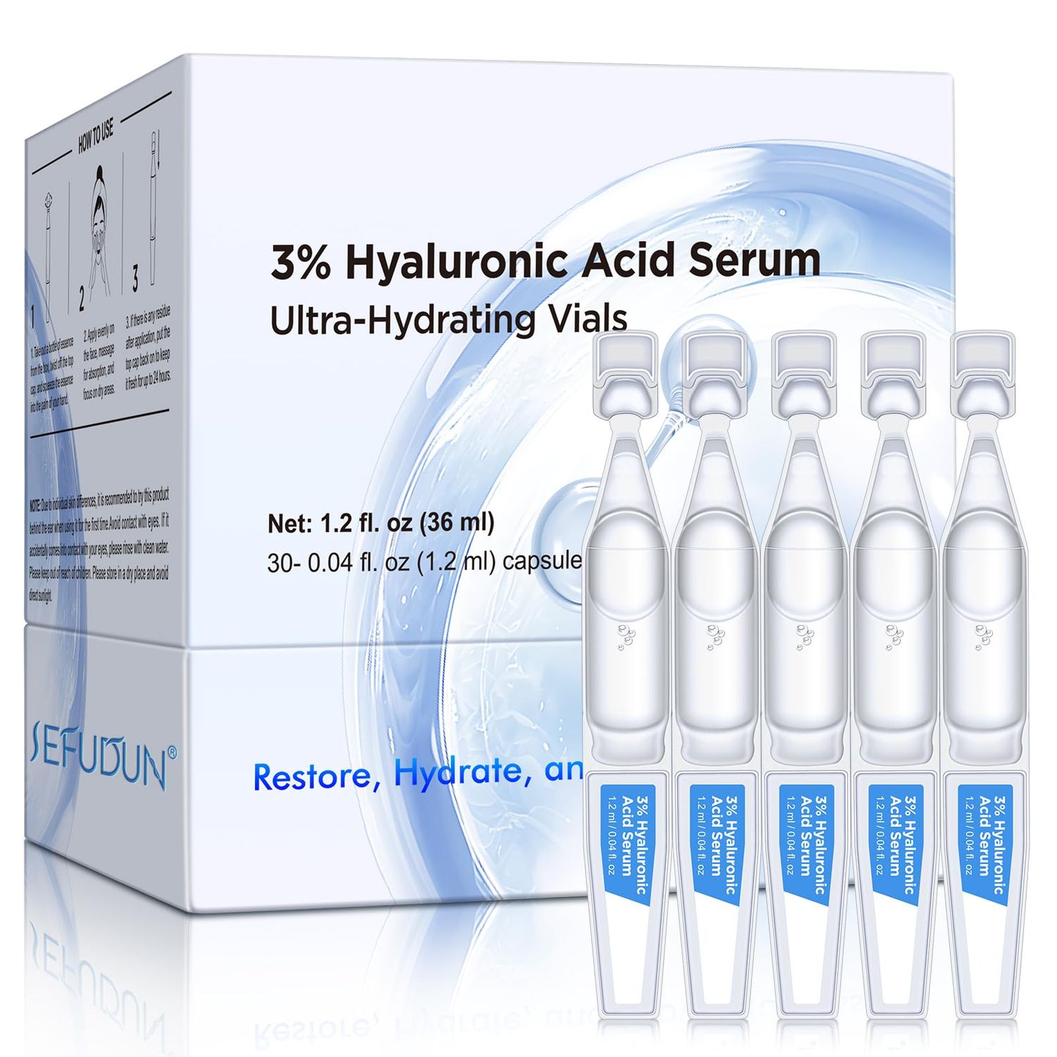 3 Hyaluronic Acid Serum Ultra-Hydrating Vials, Skin Repair Hyaluronic Acid Tubes, Single-Use Anti-Aging serum for face Wake Nature Perfection Tubes Vials (1)