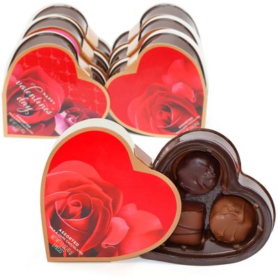Mothers Day Mini Assorted Chocolate Heart Gift Box - 6 Pack Milk Dark Chocolate Assorted Truffles - Gift For Mom, Teachers Loved Ones - 1.5 oz Heart Gift Box (Design May Vary)