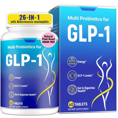 GLP-1 Supplement for Women Men, Natural GLP-1 Support, 26 in 1 with Akkermansia Probiotic, Berberine, Inulin, Turmeric, HMB, GLP1 for GLP 1 Levels, Metabolism, Digestive Gut Health - 60 Count