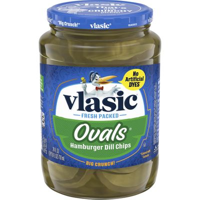 Vlasic Ovals Hamburger Dill Pickle Chips, Keto Friendly, 24 FL OZ
